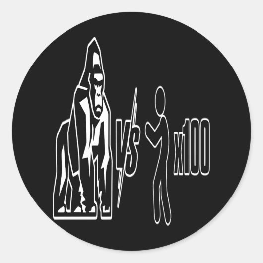 1 Silverback Gorilla vs 100 Humans_3 Ronde Sticker (Voorkant)