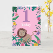 1 sr Birthday floral Little Oerwoud Lion Kaart (Gele Bloem)