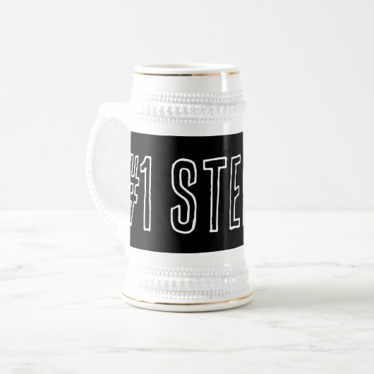 #1 STEPDAD bierstein cadeau voor Vaderdag Bierpul (Voorkant links)