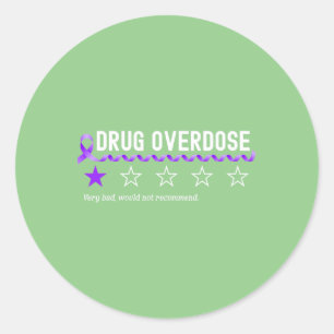 1 ster Waardering Geneesmiddel Overdosis Awareness Ronde Sticker