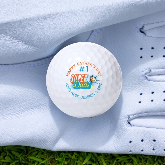 #1 Super Dad Comic Book Bubble Custom Photo Golfballen