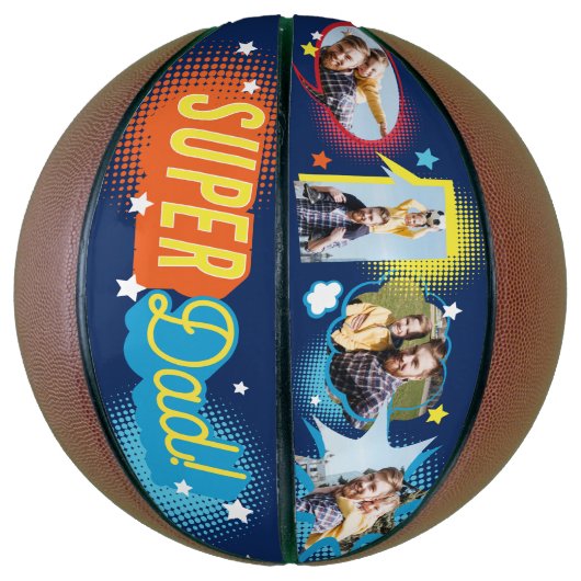 #1 Super Dad Comic Book Bubbles Custom Vier Foto's Basketbal (Verticaal)