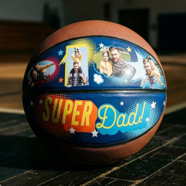 #1 Super Dad Comic Book Bubbles Custom Vier Foto's Basketbal