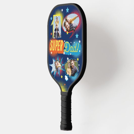 #1 Super Dad Comic Book Bubbles Custom Vier Foto's Pickleball Paddle (Links)