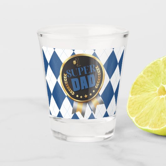 #1 Super Dad – Gelukkige Vaderdag Shot Glas (Voorkant)