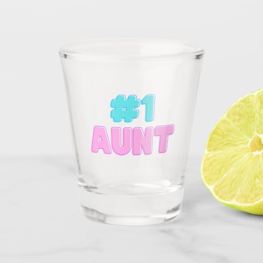#1 Tante Sticker Shot Glas (Voorkant)