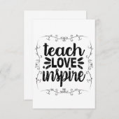1- Teach Love Inspire Shirt, Retro  leraar Bedankkaart (Voorkant / Achterkant)