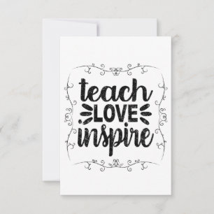 1- Teach Love Inspire Shirt, Retro  leraar Bedankkaart