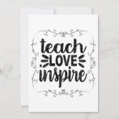 1- Teach Love Inspire Shirt, Retro  leraar Bedankkaart (Voorkant)