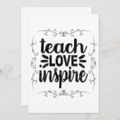 1- Teach Love Inspire Shirt, Retro  leraar Bedankkaart (Voorkant / Achterkant)