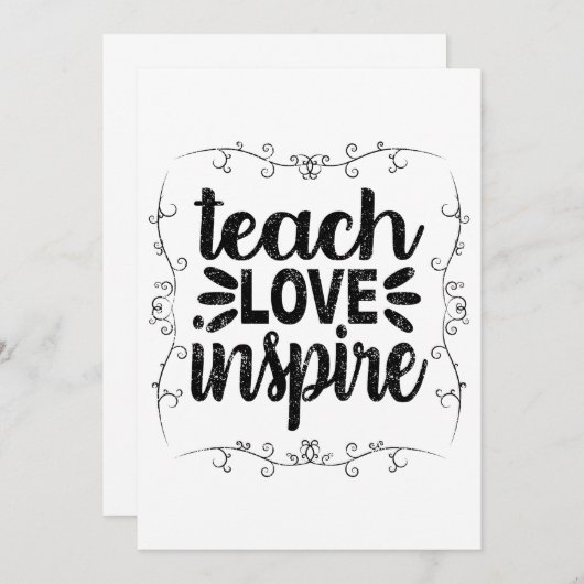1- Teach Love Inspire Shirt, Retro  leraar Bedankkaart (Voorkant / Achterkant)