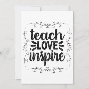 1- Teach Love Inspire Shirt, Retro  leraar Bedankkaart