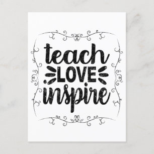 1- Teach Love Inspire Shirt, Retro  leraar Briefkaart