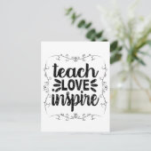 1- Teach Love Inspire Shirt, Retro  leraar Briefkaart (Staand voorkant)