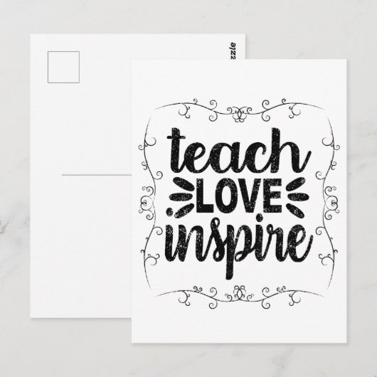 1- Teach Love Inspire Shirt, Retro  leraar Briefkaart (Voorkant / Achterkant)