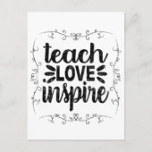 1- Teach Love Inspire Shirt, Retro  leraar Briefkaart (Voorkant)