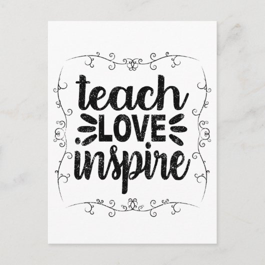 1- Teach Love Inspire Shirt, Retro  leraar Briefkaart (Voorkant)