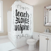 1- Teach Love Inspire Shirt, Retro  leraar Douchegordijn (In situ)