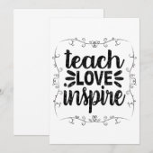 1- Teach Love Inspire Shirt, Retro  leraar Kaart (Voorkant / Achterkant)