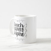 1- Teach Love Inspire Shirt, Retro  leraar Koffiemok (Voorkant links)