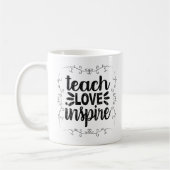 1- Teach Love Inspire Shirt, Retro  leraar Koffiemok (Links)