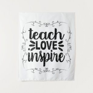 1- Teach Love Inspire Shirt, Retro  leraar Wandkleed