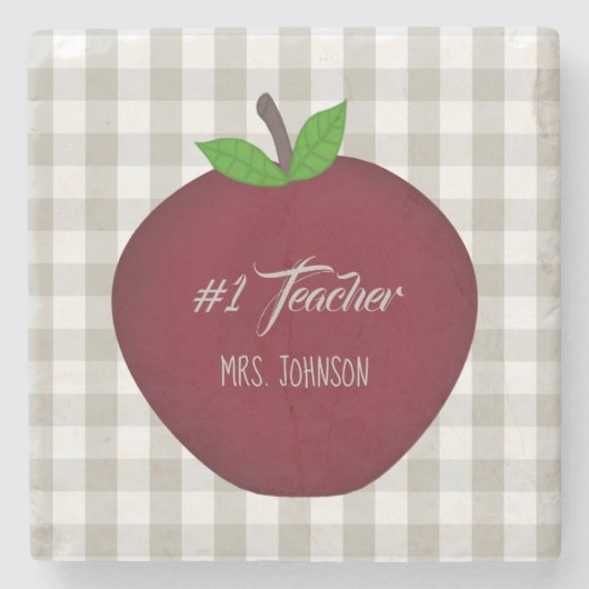 #1 Teacher Red Apple Drink Onderzetter (Voorkant)