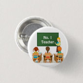 **#1 TEACHER** RONDE BUTTON 3,2 CM (Voorkant /achterkant)