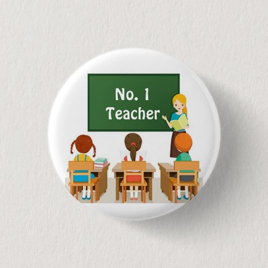 **#1 TEACHER** RONDE BUTTON 3,2 CM (Voorkant)