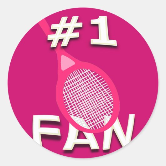 #1 Tennis Fan Stickers (roze racket) (Voorkant)