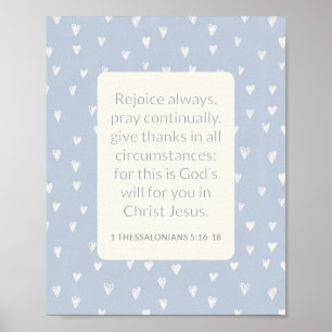 1 Tessalonicenzen 5:16-18 Bijbelvers Verblijd u al Poster