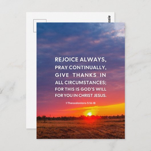 1 Tessalonicenzen 5:16-18 Verheug u altijd Briefkaart (Voorkant / Achterkant)