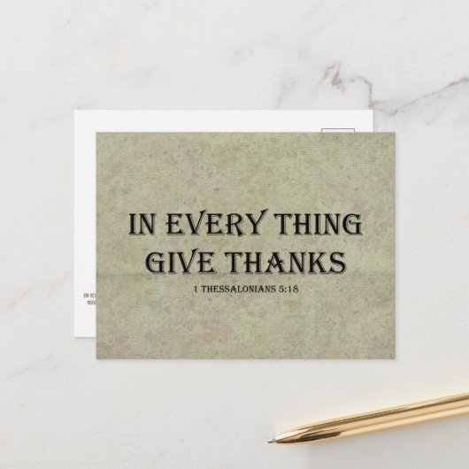 1 Tessalonicenzen 5:18 Briefkaart (Voorkant / Achterkant in situ)