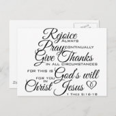 1-Thes 5:16-18 - Kunst met scripts Briefkaart (Voorkant / Achterkant)