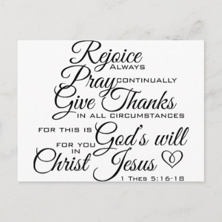 1-Thes 5:16-18 - Kunst met scripts Briefkaart