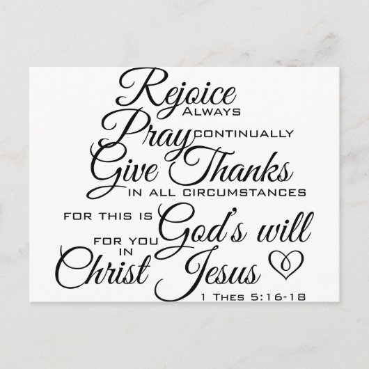 1-Thes 5:16-18 - Kunst met scripts Briefkaart (Voorkant)