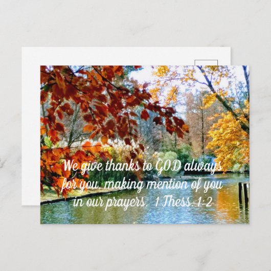 1 Thess. 1:2 Wij danken God altijd voor jullie Briefkaart (Voorkant / Achterkant)