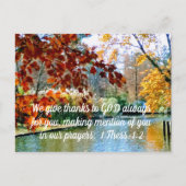 1 Thess. 1:2 Wij danken God altijd voor jullie Briefkaart (Voorkant)