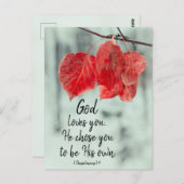 1 Thessaliërs 1:4 God houdt van je... hij koos je, Briefkaart (Voorkant / Achterkant)