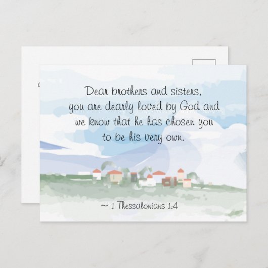 1 Thessaliërs 1:4 Hij heeft u Bijbel gekozen Briefkaart (Voorkant / Achterkant)