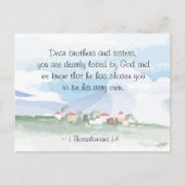 1 Thessaliërs 1:4 Hij heeft u Bijbel gekozen Briefkaart (Voorkant)