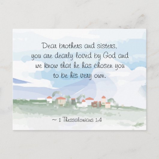 1 Thessaliërs 1:4 Hij heeft u Bijbel gekozen Briefkaart (Voorkant)