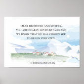 1 Thessaliërs 1:4 U bent diep geliefd bij God Poster (Voorkant)
