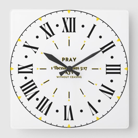 1 Thessaliërs 5:17 Bijbel Verse KJV Roman Numeral Vierkante Klok (Voorkant)