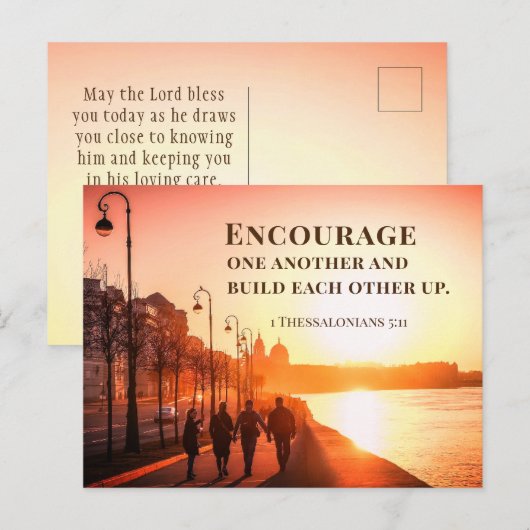 1 Thessalonicenzen 5:11 Moedig elkaar bijbel Briefkaart (Voorkant / Achterkant)