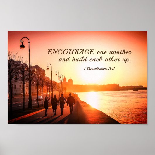 1 Thessalonicenzen 5:11 Moedig elkaar bijbel Poster (Voorkant)