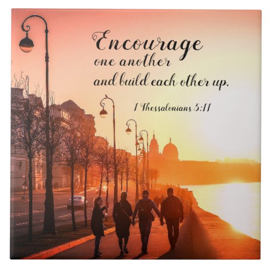 1 Thessalonicenzen 5:11 Moedig elkaar bijbel Tegeltje (Voorkant)