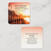 1 Thessalonicenzen 5:11 Moedig elkaar bijbel Vierkante Visitekaartje (Voorkant / Achterkant)