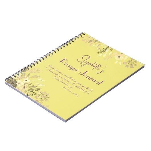 1 Thessalonicenzen 5:16-18 - Goud Lila Bloemengebe Notitieboek (Linkerzijde)