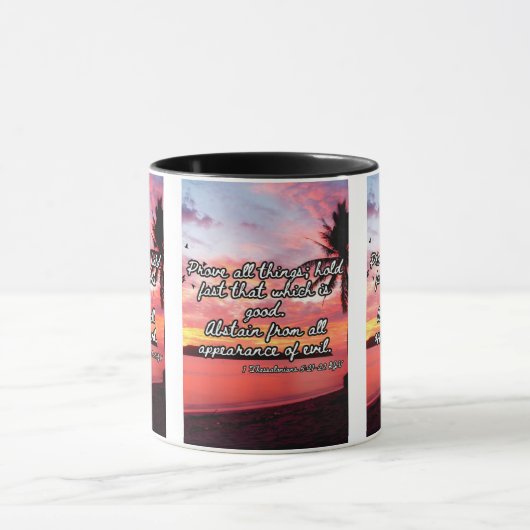 1 Thessalonicenzen 5:21-22 KJV Bijbel Pic Two-Tone Mok (Midden)